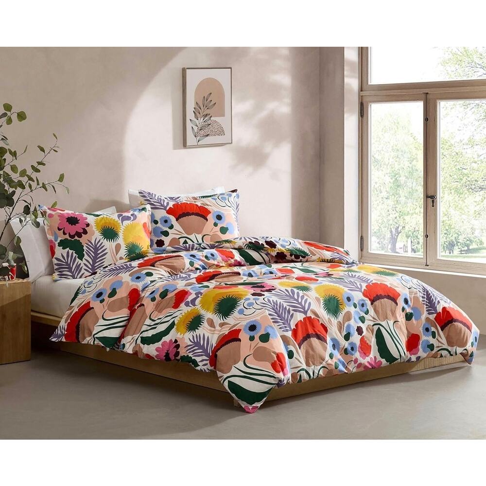 Marimekko Ojakelluka Floral 100% Cotton Duvet Cover Full Queen